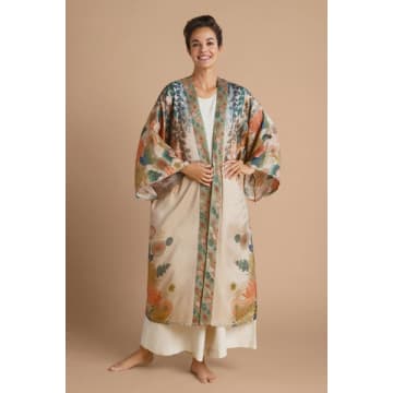 Shop Powder Trailing Wisteria Kimono Gown In Coconut