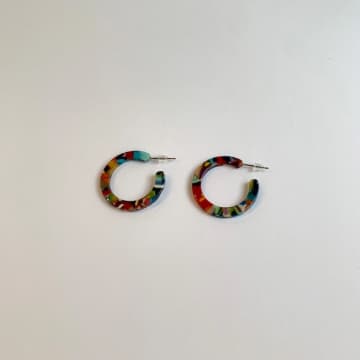 Bassy Loves Betsy Multicoloured Acrylic Hoops In Red