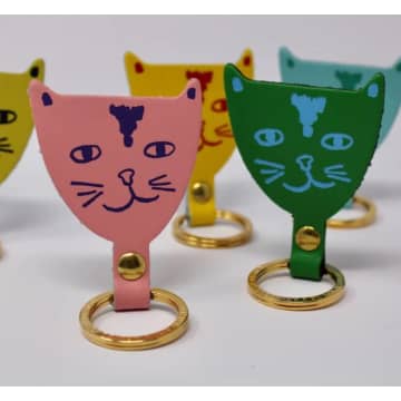 Ark Color Design Jolly Cat Hand Crafted Leather Kering In Pink