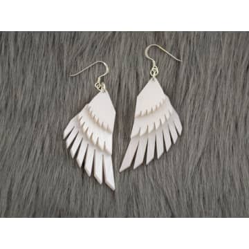 Sstutter White Swan Wing Earrings