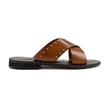 Thera's Cognac Studded Sandals 2210