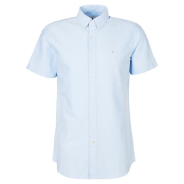 Shop Barbour Oxford Short Sleeve Tailored Shirt Sky