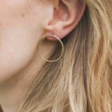 Clare Elizabeth Kilgour Round Flat Brass Stud Earrings