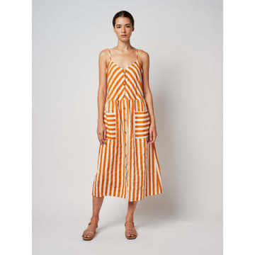 Anorak Bobo Choses Cotton Linen Orange Stripe Sundress