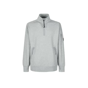 C.p. Company Diagonal Raised Fleece Stand Collar Sweatshirt Grey Melange