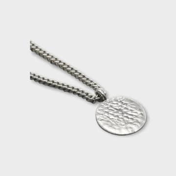 Posh Totty Designs Sterling Silver Men's Molten Disc Necklace In Metallic