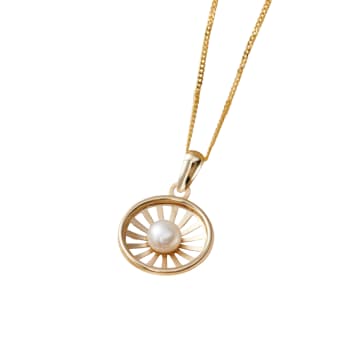 Posh Totty Designs Products 9ct Gold Pearl Sunburst Charm Necklace