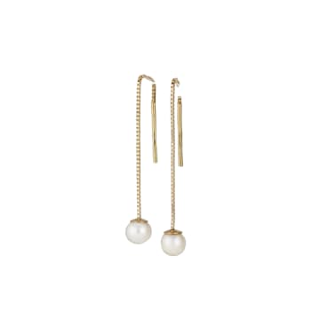 Posh Totty Designs Gold Pearl Thread Through Earrings