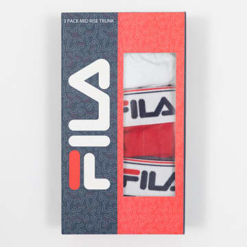 Fila Tristan 3 Pack Mid Rise Trunk In Navy, White & Red In Blue
