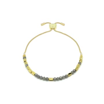 Boho Betty Morse Code Positivity Gemstone Bracelet In Gold