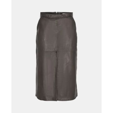 Sofie Schnoor Leather Midi Skirt In Black