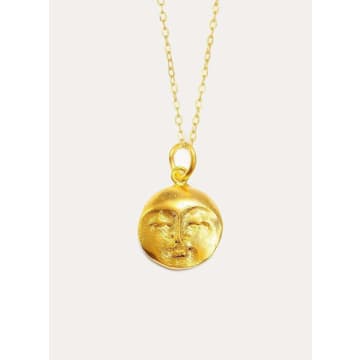 Ottoman Hands Moon Face Gold Pendant Necklace