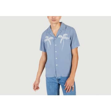 Maison Labiche Palmier Morney Shirt In Twill_slate_blue