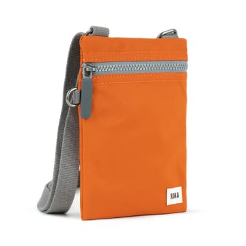 Roka Cross Body Shoulder Swing Pocket Bag Chelsea In Recycled Sustainable Nylon Burnt Orange