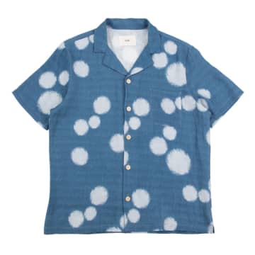 Folk Soft Collar Shirt Woad Dot Print Indigo