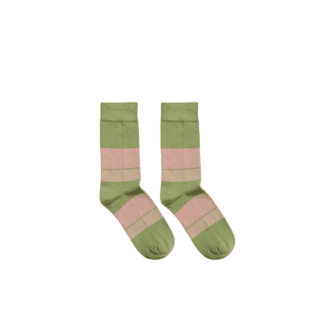 Far Afield Stripe Socks In Green Multi From