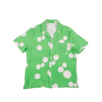 Folk Soft Collar Shirt In Green Dot Print