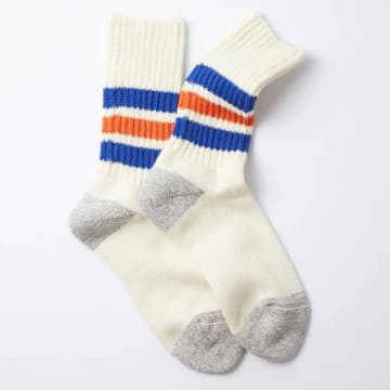 Rototo Old School Ribbed Socks Blue / Orange