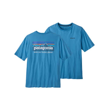 Patagonia P-6 Mission Logo Recycled Cotton T-shirt In Blue