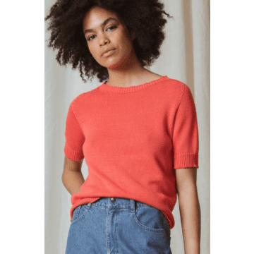 Indi And Cold Plain Knit Jumper In Coral From In Pink