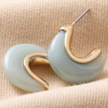 Karabo Mint Green Organic Resin Hoop Ear-rings