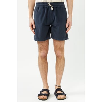 Shop Portuguese Flannel Navy Cord Shorts In Blue