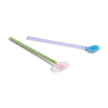 Hay Set Of 2 Turquoise And Light Pink Glass Twist Spoons In Multi