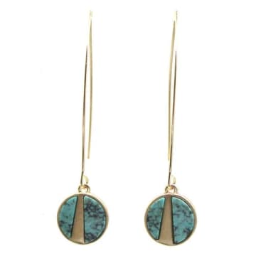 Lark London Lark Split Moon Hoop Earrings -turquoise (gold)