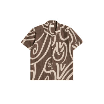 Far Afield Selleck S/s Shirt In Swirls Desert Palm Brown