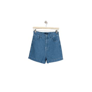 Indi And Cold Plain Twill Shorts In Denim In Blue