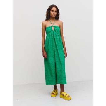 Idano Viviano Embroidered Dress In Green