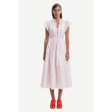 Samsoe & Samsoe Samsoe Samsoe Womens Rosewater Karookh Ruffled-collar Recycled Polyester-blend Midi Dress