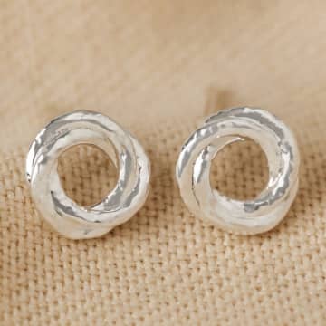 Karabo Organic Russian Ring Molten Stud Ear-rings In Silver In Metallic