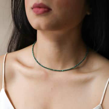 Lisa Angel Tiny Green Malachite Beaded Necklace