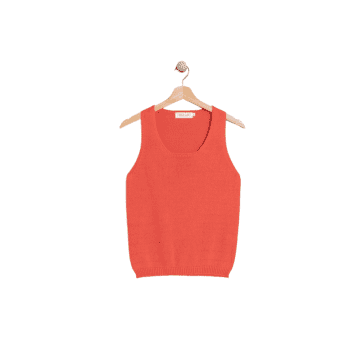 Indi And Cold Plain Knit T-shirt In Coral In Pink