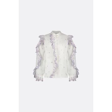 Fabienne Chapot Josie Shirt In Cream And Lilac In Neutrals