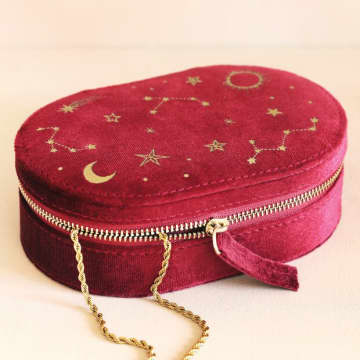 Karabo Cranberry Starry Night Oval Jewellery Case