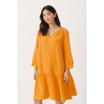 Part Two Apricot Linen Chania Dress