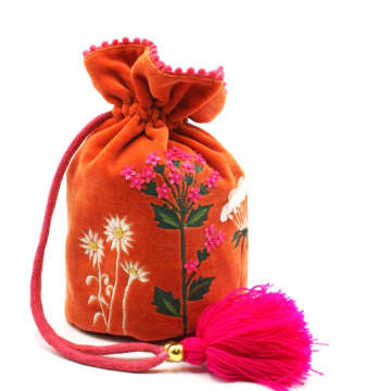 House Of Disaster Posy Orange Drawstring Pouch