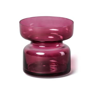 Aery Copenhagen Glass Candle Holder In Ruby