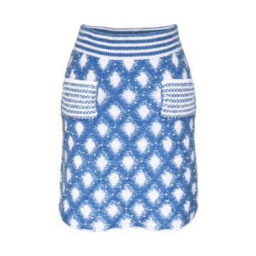Jovonna Blue Rombo Knitted Mini Skirt