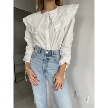 Jovonna White Ludivine Long Sleeves Blouse With Pull Ties