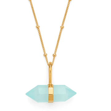 Harry Rocks Aqua Chalcedony Mini Pendant Necklace In Metallic