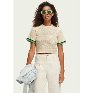 Maison Scotch Knitted Pointelle Crop Top |