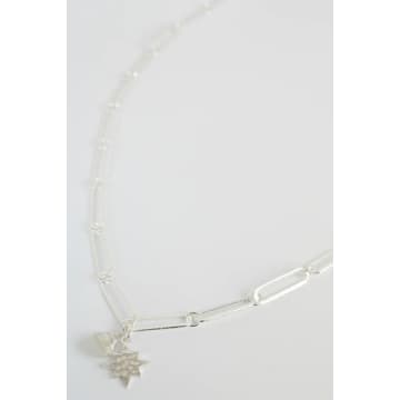 My Doris Silver Paper Clip Charm Necklace In Metallic