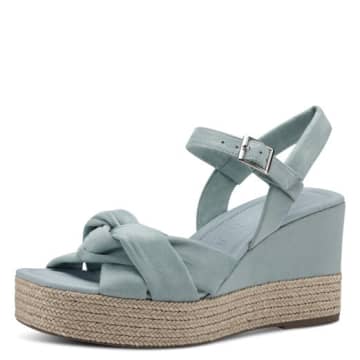 Shop Tamaris Wedge Heeled Sandals In Sky Blue