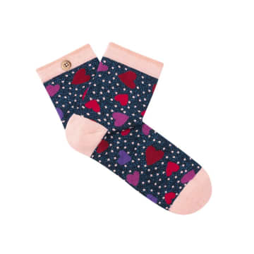 Cabaia Women's Socks In Lurex Blue Dark And Pink Hearts