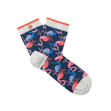 Cabaia Women's Socks In Lurex Blue Dark And Flamingo Pink