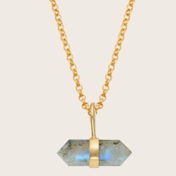 Harry Rocks Gold Labradorite Pendant Belcher Necklace