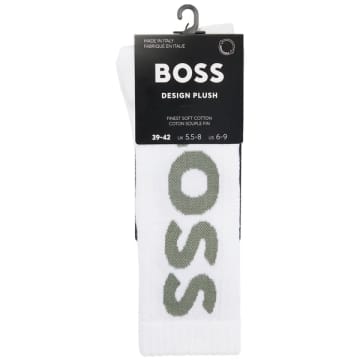 Hugo Boss Single Pack Qs Rib Logo Sport Socks In White
